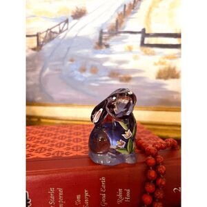 Vintage Fenton Art Glass Amethyst/Purple Hand-Painted Rabbit Figurine